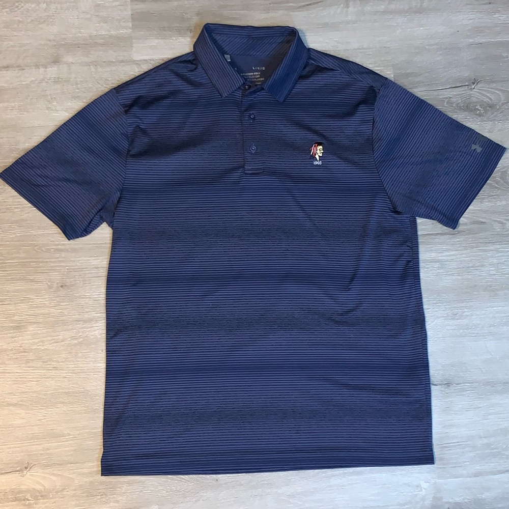 Under Armor Golf The Playoff Polo‎ Striped Men's Sz L Loose Short Sleeve Blue